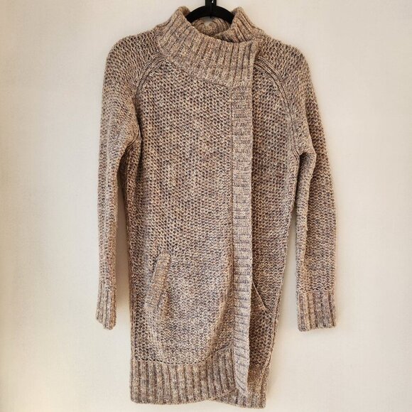 Prana Callisto Wool Alpaca Blend Cardigan Sweater High Neck Tan Beige Women's XS - Picture 2 of 10